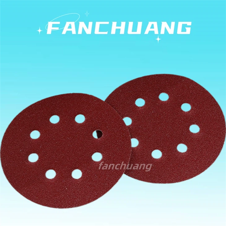 Red Flocking Sandpaper For Polishing And Sanding,5Inch 8Holes